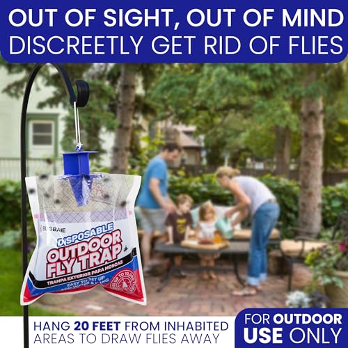 Fly Traps Outdoor Fly Trap for Patio. 12 Non-Toxic Pre-Baited Flies Bags Outdoor Disposable. Hanging Bug Catchers for All Filth Flies Killer for Outside Bug Control in Yard Horse Ranch Trash Can. - size: 12pk