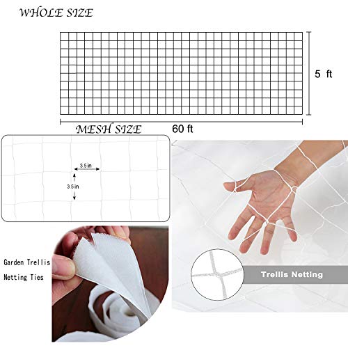 BaseGoal 3.5in Mesh Trellis Netting, 5x60ft, 1 Pack - size: 3.5" Mesh (5'X60')