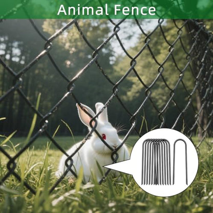 8 inch 20 Pack U Shape Black Garden Stakes,11 Gauge Garden Pins,U-Shaped Tent Stakes,Galvanized Landscape Staples for Yard Lawn,Tube, Landscape Fabrics,Irrigation Hose and Weed Barriers - color: black, size: 8in