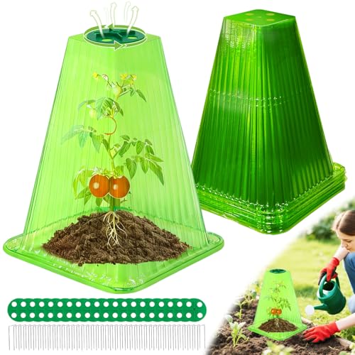 20 Pack Garden Cloches for Plants with 40 Ground Stakes and Rotary Vent - color: Green