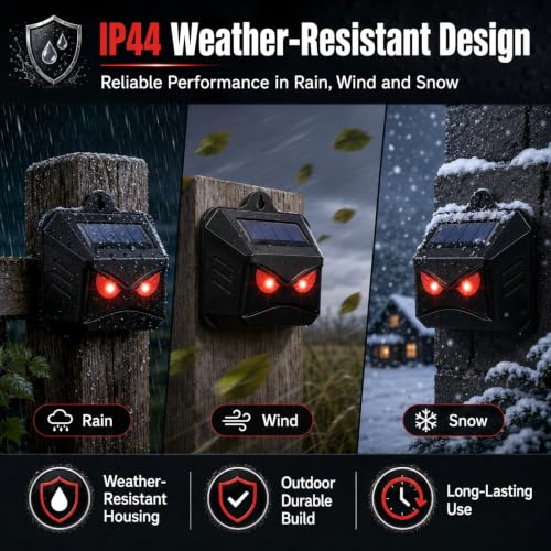 8 Pack Solar Predator Eyes Nocturnal Animal Repellent Outdoor,Auto Activate Animal Deterrent Predator Lights for Coyote,Racoon,Foxe,Skunk,Deer,Red LED Wildlife Guard for Yard, Garden,Farm,Chicken Coop
