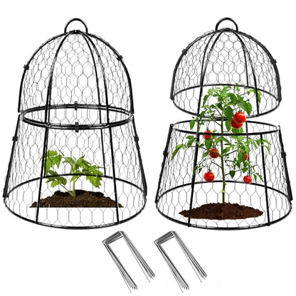 Decoroca 2 PCS Garden Cloches for Plants - Chicken Wire Plant Protectors - size: 2pcs-13.4x13in