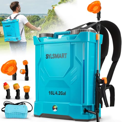 4.2 Gallon Battery Powered Backpack Sprayer, Electric Weed Sprayer for Lawn & Garden, 0-120 PSI Adjustable Pressure Sprayer for Fertilizer with Voltage Display, Battery & Charger Included