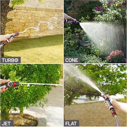 Eden PRO Metal Straight 4-Pattern Hose Nozzle: Thumb Operated, Turbo Spray - style: Straight Thumb Control