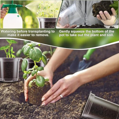 SupKing Clear Nursery Pots 6/5/4 Inch Plastic Seed Starter,12 Pack Plastic Pots for Plants with Drainage Holes for Transplanting Succulents Cuttings Come with 15 Seedlings Labels - size: 4/5/6 Inch