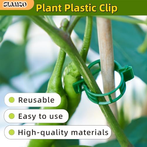 300Pcs Green Plant Support Clips for Vine Veggies Flowers,Weatherproof Sturdy Plastic, Tool-Free Quick Setup, Avoids Stem Scratches, Manually Screened Flawless Clips - color: Green