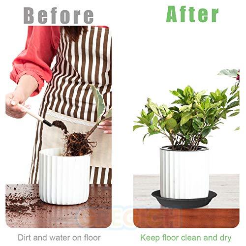 6 Pcs Plastic Plant Saucer 12 inch Plant Trays for Pots Up to 10.4" at Base - color: Ash Black, size: 12.8" (10.4" at Base) - 6 Pcs
