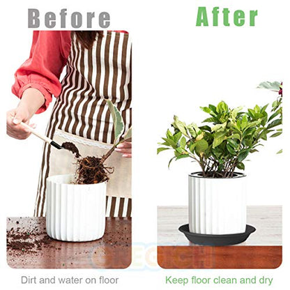 6 Pcs Plastic Plant Saucer 12 inch Plant Trays for Pots Up to 10.4" at Base - color: Ash Black, size: 12.8" (10.4" at Base) - 6 Pcs