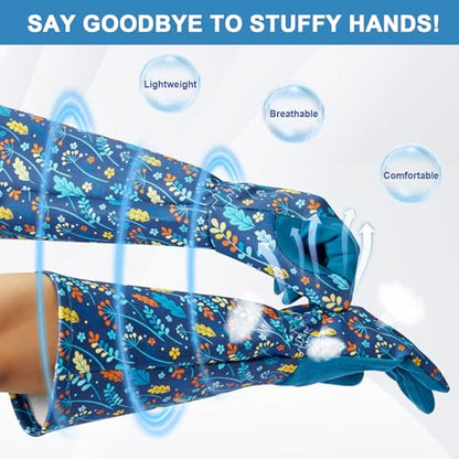 Gardening Gloves for Women, Rose Pruning Thorn Proof Women garden gloves, with Long Forearm Protection for garden Work - size: X-Large