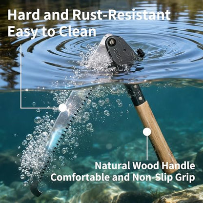Folding Saw,Using SK85 material with three-sided serrations,tree saw for camping, Pruning branches and Bushcraft, Pouch Included(Wooden handle, 108 cm long) - color: 43in