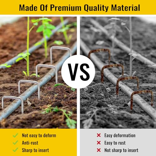 CEWOR 300 Pack Landscape Staples 6 Inch, 11 Gauge Garden Stakes - size: 6 Inch-300 Pack