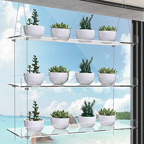 3-Tier Hanging Acrylic Plant Shelves for Windows - color: 3 Tier