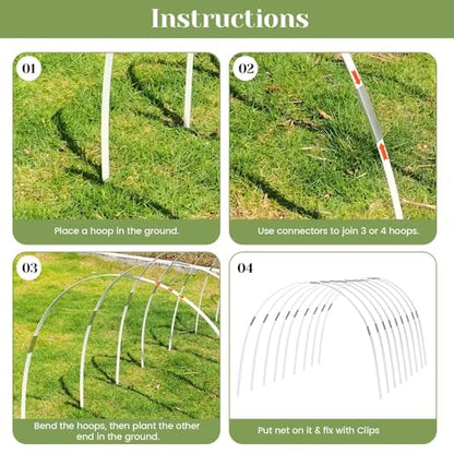 Greenhouse Hoops 60pcs, Sunwuk Garden Hoops for 1-3.5ft Wide Raised Bed, 15 Sets of 5.6ft Long Super Bendable Fiberglass Support Hoops Frame, Mini Greenhouse Flat for Row Cover (S Size) - style: 60pcs