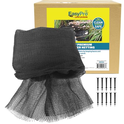 EasyPro NP2030 Premium 3/4-Inch Pond Cover Netting, 20-Foot x 30-Foot with 12 Stakes - size: 20' x 30' with 10 stakes, style: Standard 3/4" Mesh