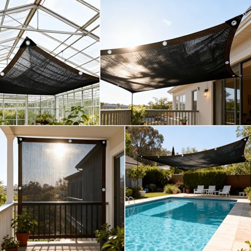Shade Cloth - for Plants Greenhouse, 70% Sunblock Shade Sails -for Outdoor Garden Pergola Patio Lawn Kennel Chicken Coop Easier to Hang Plant Shade Net Cover - size: 6'x6'