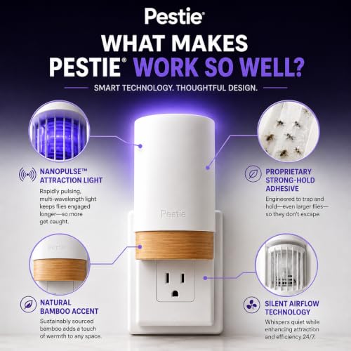 Pestie Fruit Fly Traps, Indoor Gnat Trap Plug-in (2 Devices & 4 Cartridges) - size: 2 Devices + 4 Cartridges