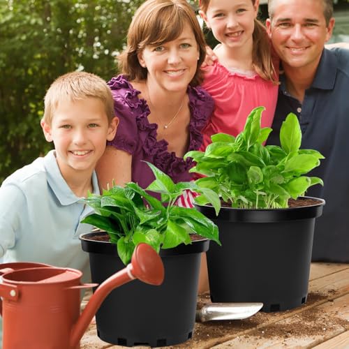 GREANER 2 Gallon Nursery Pots for Plants, 10 PCS Plastic Plant Pot with Drainage Holes for Indoor Outdoor, Garden, Greenhouse(Black) - size: 9 Inch