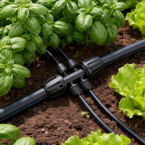 12 Pcs 1/2 Inch to 1/4 Inch Irrigation Tubing Fittings, 1/2"(1/2" ID x 0.65" OD) to 1/4" Drip Barbed Tee Adapter 16mm Anti-Drop Locked Nut T Reducer to 1/4" Distribution Line Connector - size: 1/2" To 1/4" Tee-6Way