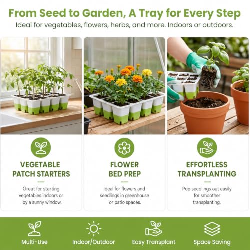 Seed Starter Tray 10 Pack, Reusable Silicone Seedling Kit