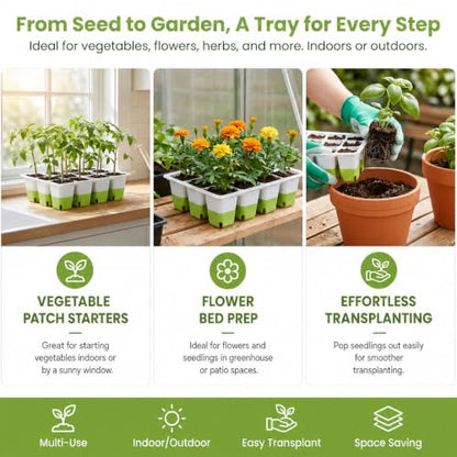 Seed Starter Tray 10 Pack, Reusable Silicone Seedling Kit