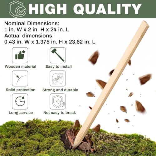 Colingmill 20 Pieces Wooden Garden Stakes 24 Inch Grade and Survey Stakes Wooden Garden and Sign Posts for Plant Support Silt Fence Yard Farm Survey Boundaries Baselines - size: 24 Inch