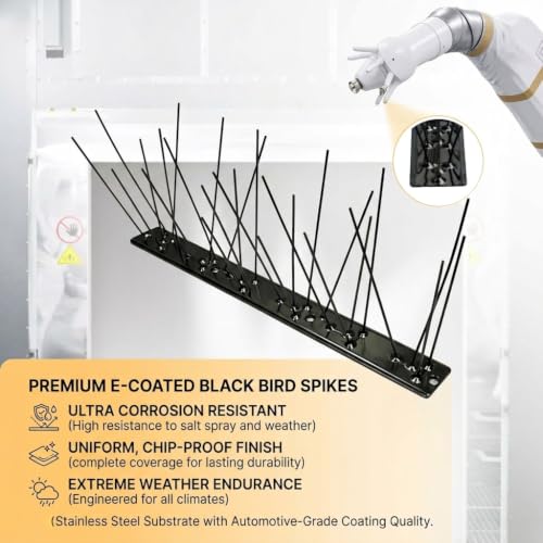 Bird Spikes Install,304 Stainless Steel Bird Deterrents Spikes for Outside to Keep Birds Away Bird Scare Devices Outdoor (60, Black) - color: Black