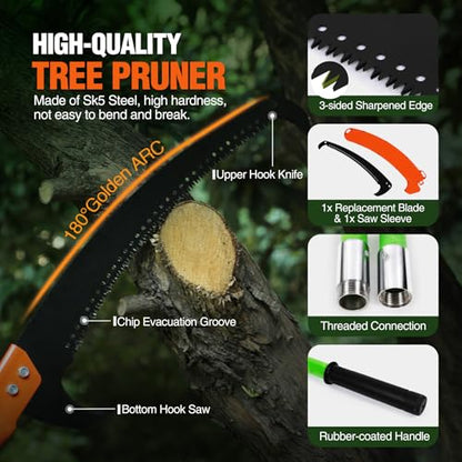 Pruning Shears, 27ft Extendable Tree Pruner - style: 5.5FT-27.5FT - Sectional Pole with 2 Saws & Pruner Saw