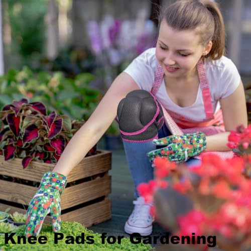 Gardening Knee Pads for Men/Women, Adjustable Mesh Fabric, Pink M (1 pair) - color: Pink, size: Medium