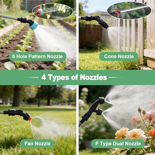 SideKing 2 Gallon Battery Powered Sprayer, Electric Garden Sprayer with 3 Adjustable Pressures & Telescopic Wand, Rechargeable Weed Sprayer for Lawn, Yard & Pest Control, 4 Nozzles Included - size: 2 Gal