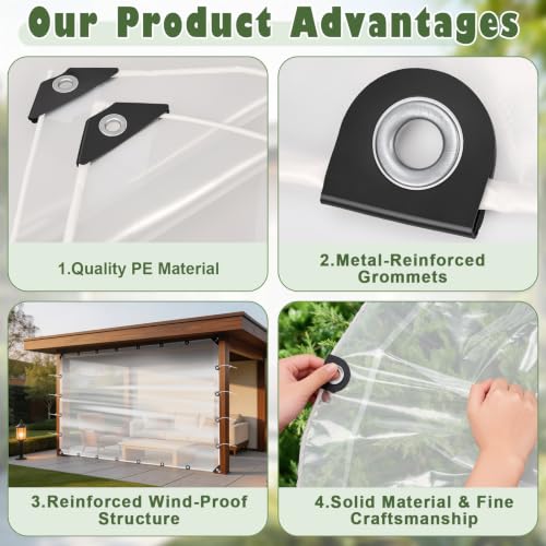 8x19.7FT Heavy Duty Clear Waterproof Tarp,Outdoor Garden Rainproof Covering - size: 8 x 19.7 FT