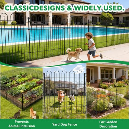 Garden Fence Animal Barrier with Gate, 10 Panels No Dig Dog Fence Outdoor - size: 10 Pack - 32 in (H) x23.6 ft (L) with Gate