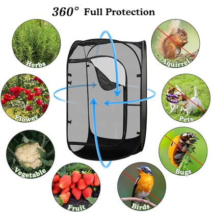 24"x24"x36" Pop Up Mesh Plant Covers, Insect Barrier Plant Enclosure - color: Black