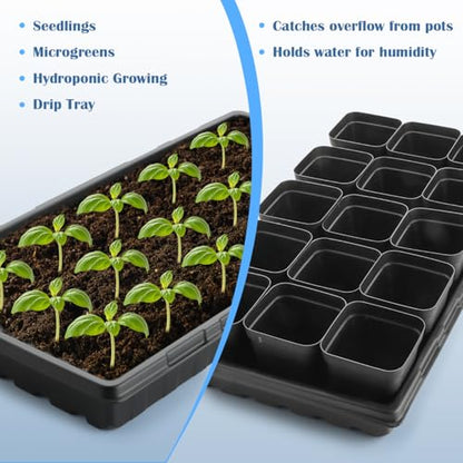 10-Pack Heavy-Duty 1020 Seed Trays No Holes, Thick Plastic Plant Flats - color: Black, size: 10-Pack No-Hole 1020 Trays