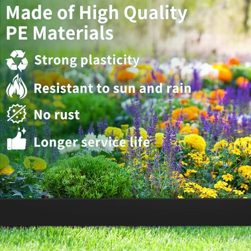 AggFencer Landscape Edging 4in Garden Edging Borders No Dig 164ft - color: Black, size: 4in x 164ft