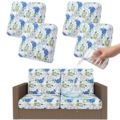 Smiry Waterproof Patio Cushion Covers, Stretch Outdoor Furniture Covers - color: Light Green, size: 4PCS