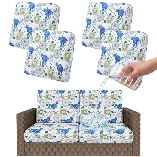 Smiry Waterproof Patio Cushion Covers, Stretch Outdoor Furniture Covers - color: Light Green, size: 4PCS