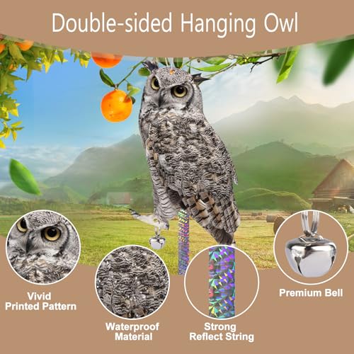Fake Owl to Keep Pigeon Away, 4PCS Flat Plastic Owls - color: Grey Owl 4pcs