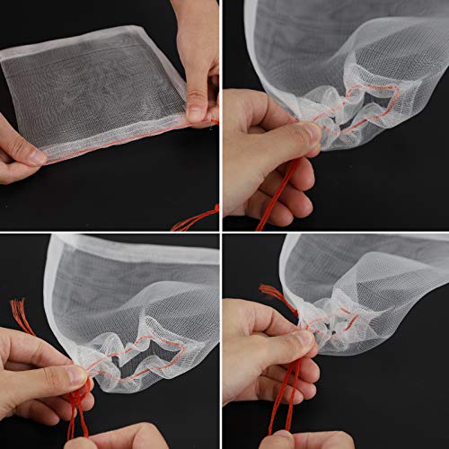 Mesh Fruit Bags, 50pcs 6x6 Inch Fruit Netting Bags with Drawstring for Plant Vegetables Fruit, Garden Fruit Protection Against Bird Insects Mosquito Pest Bug - size: 6"x6"/Pack of 50