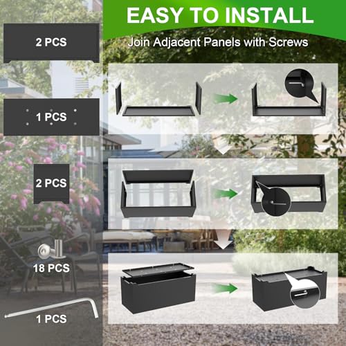 32" Metal Large Rectangular Planter - Black Long Planter Box with Legs - color: Black, size: 32" L x 15" W x 15" H