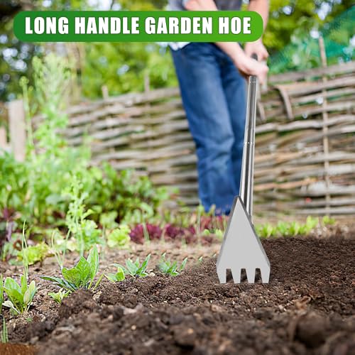 BARAYSTUS 2‑in‑1 Garden Hoe & Weed Rake with Long Handle for Weeding - size: Small Head: 3.1" W x 7.4" H