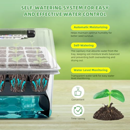 Seed Starting Tray - 60-Cell Self-Watering Tray, Seed Starter Kit LED Grow Light, Timer, Humidity Dome, pH Meter for Plant Germination, Vegetables, Herbs, Flowers - size: 60-Premium model-1