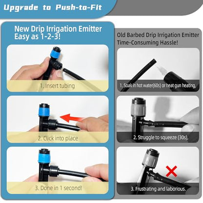 30PCS Push-to-Fit Drip Irrigation Emitters for 1/4 inch Irrigation Tubing, Adjustable 360 Degree Vortex Drip Emitters with Stake, Irrigation Dripper Sprinklers for Drip Irrigation System - size: 30PCS Drip Irrigation Vortex Emitters