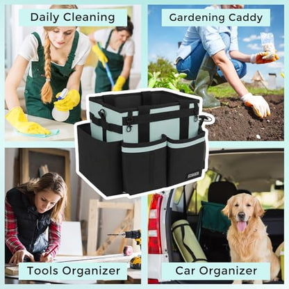 SCAVATA Compact Wearable Cleaning Caddy with Handle & Shoulder Straps - color: BabyBlue