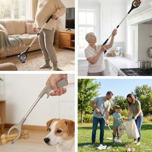 3 Pack Grabber Reacher Tool,2pc 32" Foldable Reacher Grabber Pickup Tool with Magnet and 360° Swivel Claw & 16" Stainless Steel Grabbers,Heavy Duty Trash Reacher for Seniors,Garden Nabber Picker - color: 3 Pack