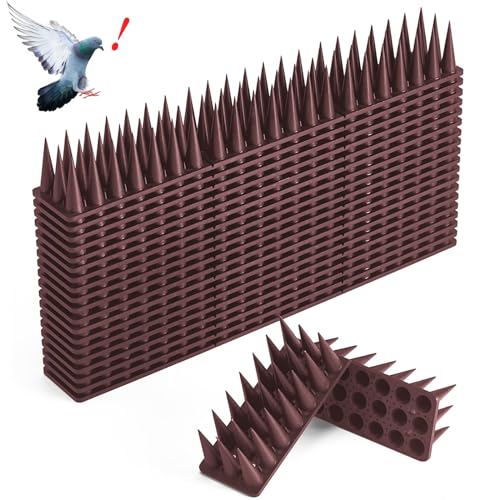 CIIC Bird Spikes, 20 Pack Pigeon Squirrel Raccoon Cat Deterrent Spike Outside Anti Robin Defender Outdoor to Keep Birds Away Roof Fence Window Nest 18.7 Feet(5.7m), Brown - color: Brown