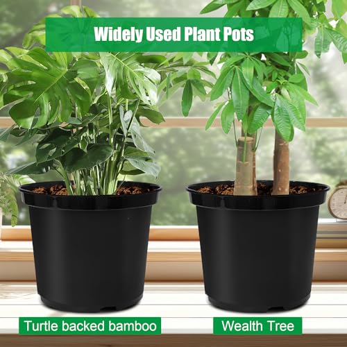 RooTrimmer 5 Gallon 12 Inch Plastic Nursery Pots, Plant Containers with Drainage Holes, Round Sturdy Garden Planters for Indoor/Outdoor Greenery, Gardening Gifts for Women (5-Pack, Black) - size: 5Gallon-5P-Black