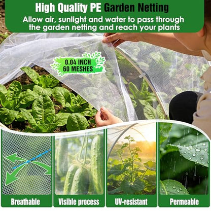 10 X 50FT Garden Mesh Netting Ultra Fine Mesh Netting Pest Barrier, Insect Bug Bird Netting for Vegetables Fruit Flower Garden Protection, Thickened 60 Mesh Row Covers Fabric Screen from Birds Bugs - size: 10FT X 50FT