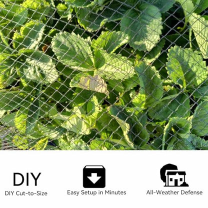 Bird Netting 25x50 FT 1 Inch Mesh Heavy Duty Woven Mesh Netting - size: 25x50Ft-1"