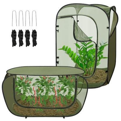 24"x24"x36" Pop Up Mesh Plant Covers, Insect Barrier Plant Enclosure - color: Green