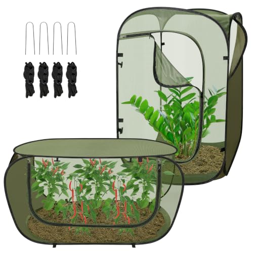 24"x24"x36" Pop Up Mesh Plant Covers, Insect Barrier Plant Enclosure - color: Green